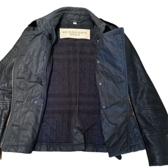 Authentic BURBERRY BRIT Quilted Lamb Leather Sleeve Jacket Quilted Fits a Large - Picture 10 of 16